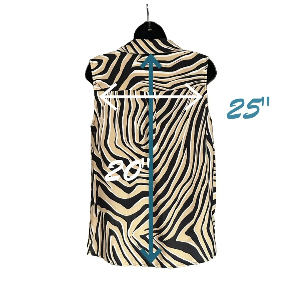 Carmen Marc Valvo Zebra Print Sleeveless Blouse - Picture 5 of 5